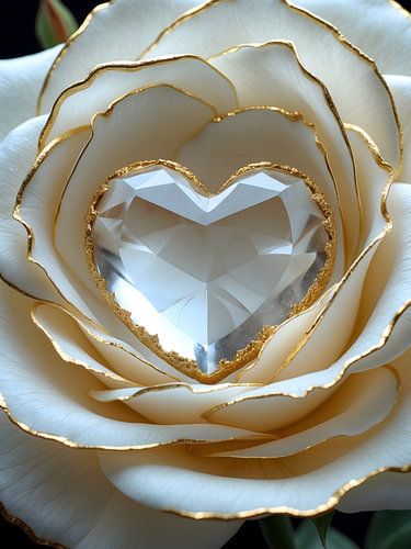 Ivory Quartz Whisper - Crystal Heart Rose