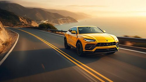 Yellow powerful Lamborghini Urus