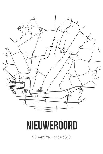 Nieuweroord (Drenthe) | Map | Black and white by Prints of Place