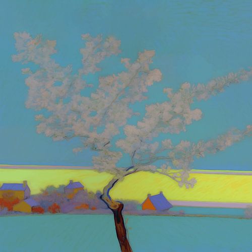 Landschap met boom in van Gogh-stijl_vierkant
