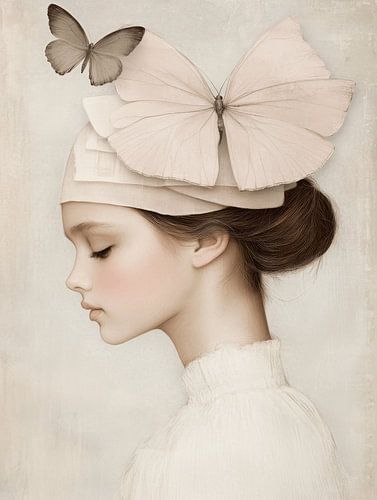 Butterfly girl, poëtisch portret van een meisje en een vlinder