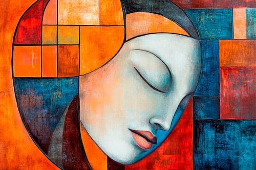 Abstract portret in warme kleuren