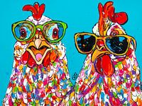 Cheerful chickens with sunglasses
