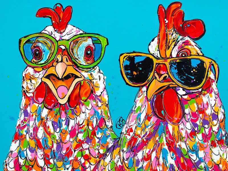 Cheerful chickens with sunglasses by Happy Paintings / Renata Rolefes