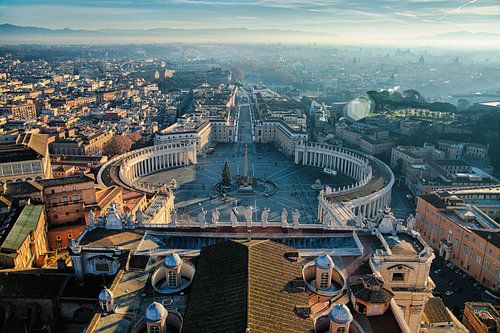 Zonsopgang bij St. Pietersplein, Vaticaanstad, Rome, Italië