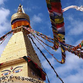 Colorful prayer flags Bouddhanath Stupa by Ryan FKJ