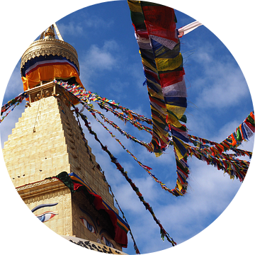 Kleurrijke gebedsvlaggen Bouddhanath Stupa van Ryan FKJ