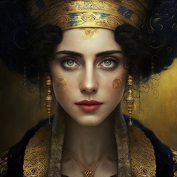 Porträt einer Frau im Stil von Gustav Klimt von Lauri Creates