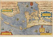 Kaart, Noord Holland en Friesland, 1586 van Atelier Liesjes thumbnail