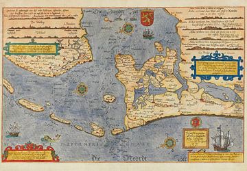 Kaart, Noord Holland en Friesland, 1586 van Atelier Liesjes