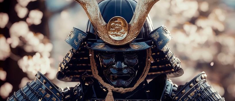 Samurai with blossoming cherry trees by Poster Art Shop