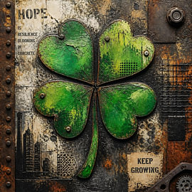 Industrial Kleeblatt – Hope & Resilience (Mixed Media Kunst)