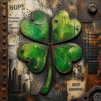 Industrial Kleeblatt – Hope & Resilience (Mixed Media Kunst)