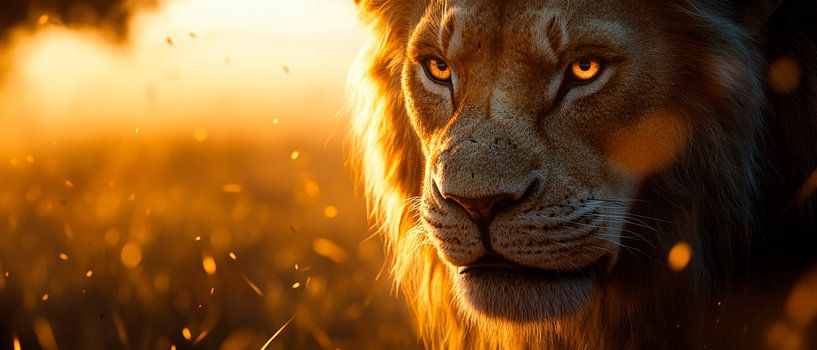 Majestic lion in golden light by Poster Art Shop