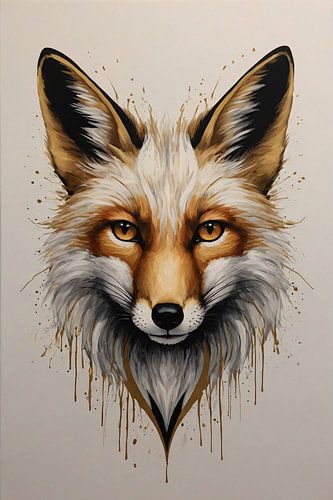 Modern Fox Portrait with Dynamic Splashes