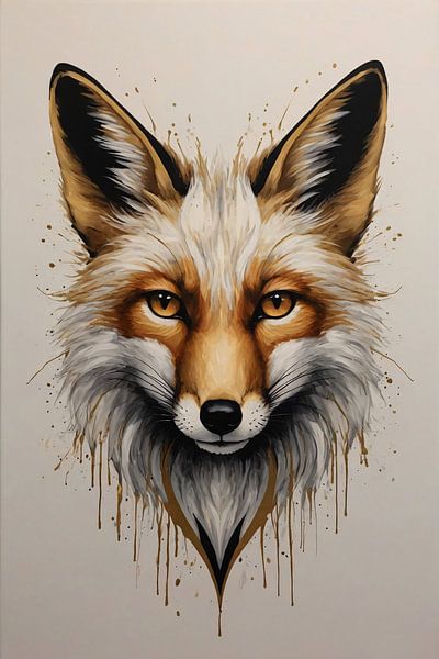 Portrait de renard moderne avec des éclats dynamiques par Art & Soul Creations