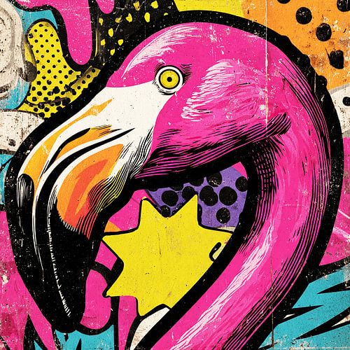 Flamant rose Pop Art n° 1