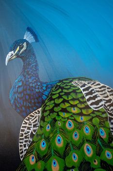 Copie de la peinture arcylique du paon bleu