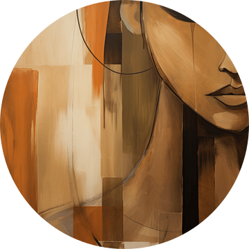 Modern abstract portret in aardetinten van Carla Van Iersel