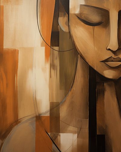Modern abstract portret in aardetinten