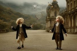 Two Noble Brothers at the Castle - Merry Painting by Peter Pen Drawings and Paintings