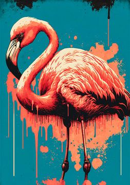 Flamingo als pop art van Roger VDB