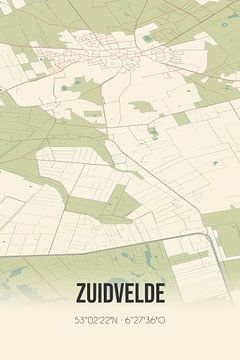 Vintage landkaart van Zuidvelde (Drenthe) van MijnStadsPoster