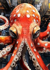 Red  drawing octopus #octopus