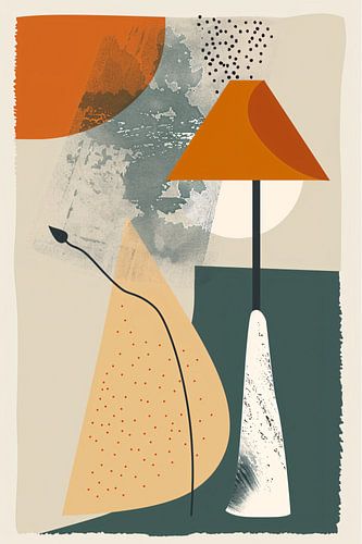 Abstract Lamp met Plant in Aardekleuren