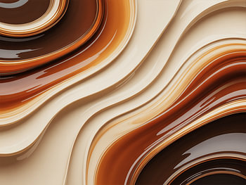 Luxe, abstracte, golvende linten in de kleuren karamel, crème, koper en donkerbruin