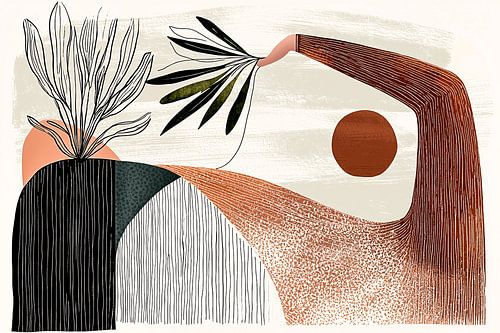 Abstracte lijnen en planten