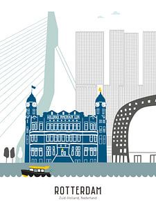 Skyline-Illustration Stadt Rotterdam von Mevrouw Emmer