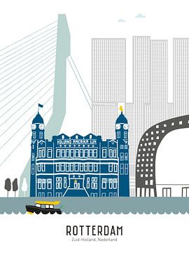 Skyline illustration city of Rotterdam by Mevrouw Emmer