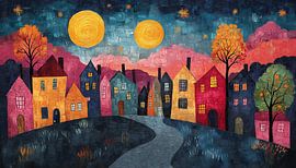 Buntes Häuserpanorama von TheXclusive Art