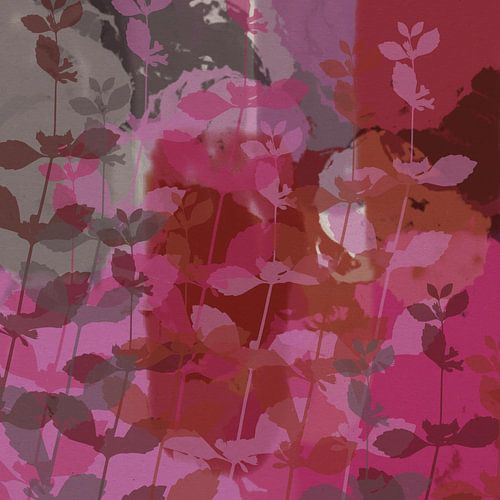 Bunte Blätter in Rosa, Lila, Terra und Grün von Dina Dankers