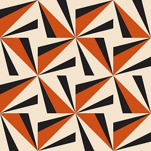 Retro geometrie met driehoeken in Bauhaus-stijl in terra, zwart, wit van Dina Dankers