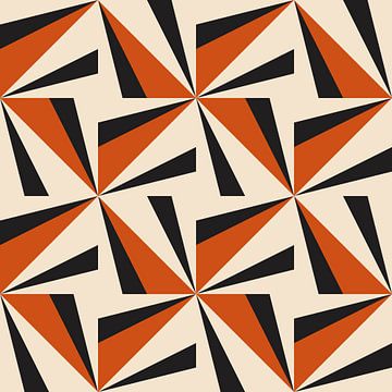 Retro-Geometrie mit Dreiecken im Bauhaus-Stil in terra, schwarz, weiß von Dina Dankers