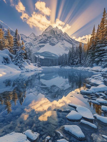 Reflectie in het bergmeer van fernlichtsicht