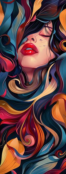Abstract Colourful Curves Forming a Human Silhouette by artefacti