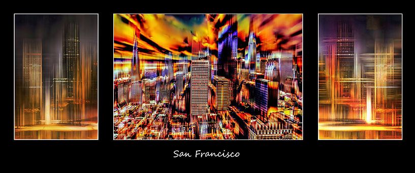 Triptych downtown San Francisco abstract by Dieter Walther
