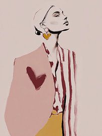 Modernes Porträt in Rosa und Gelb von Carla Van Iersel