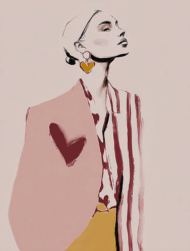 Modernes Porträt in Rosa und Gelb von Carla Van Iersel