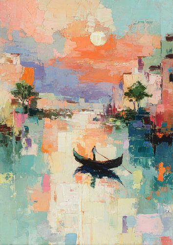Venice - Gondola on pastel-coloured water