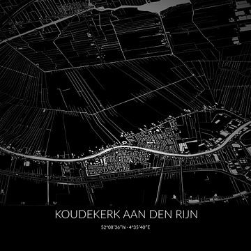 Zwart-witte landkaart van Koudekerk aan den Rijn, Zuid-Holland. van Rezona