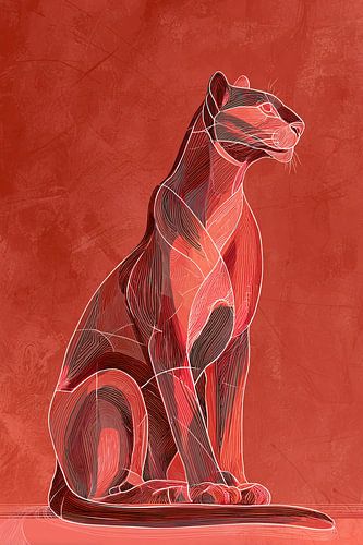 Geometrischer Panther - Abstraktes Linienwerk Illustration von Mosaic Dialogue