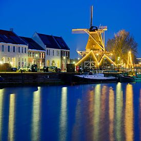 Port de Harderwijk avec heure bleue sur Gerard de Zwaan