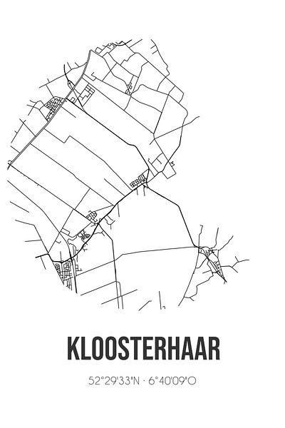 Kloosterhaar (Overijssel) | Landkaart | Zwart-wit van Stad & Wand