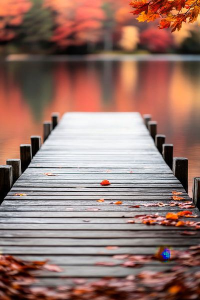 Footbridge in autumn - Quiet mood shot by Poster Art Shop