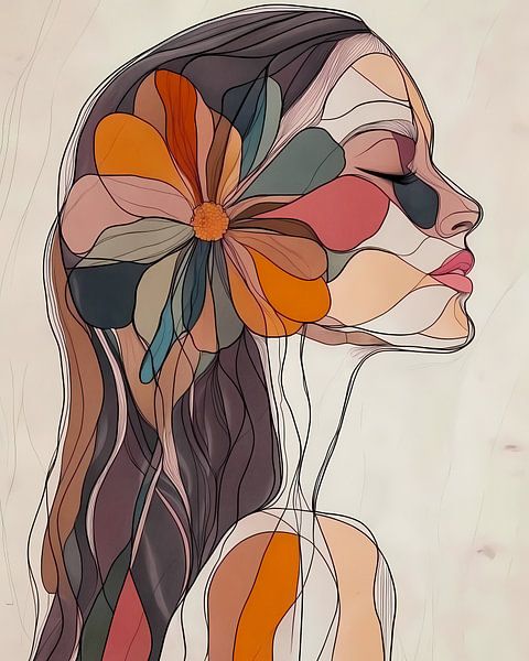 Abstract Bloemen Vrouw 5 van Georgia Chagas