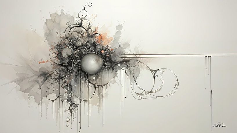 abstrait orange-bleu et rose dans des couleurs douces par Gelissen Artworks
